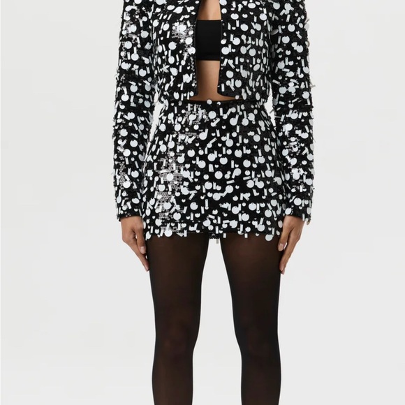 naked wardrobe Dresses & Skirts - Naked Wardrobe Black and White Sequin Mini Skirt